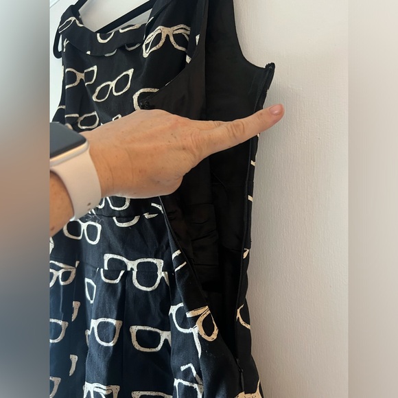 Eva Franco for Anthropologie Frames & Fortune Eyeglass Dress Black Ivory Size 14 - Picture 8 of 11